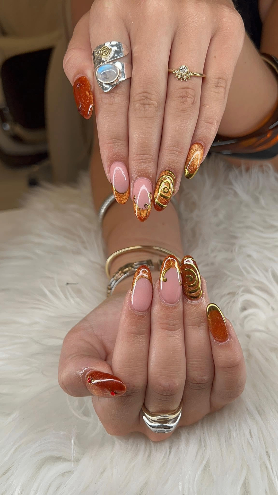 Gold accent nail art